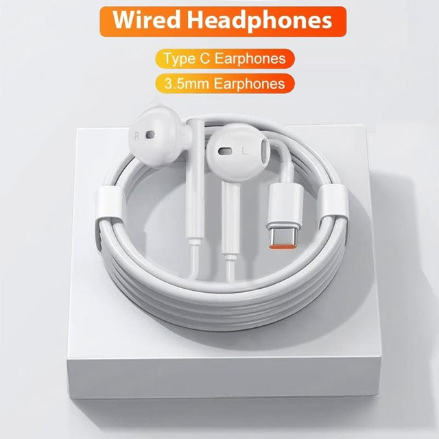 Resbyer In-Ear Kopfhörer für Xiaomi und Redmi Note mit USB-C oder 3,5 mm Klinke in Schwarz oder Weiß - Bild 1