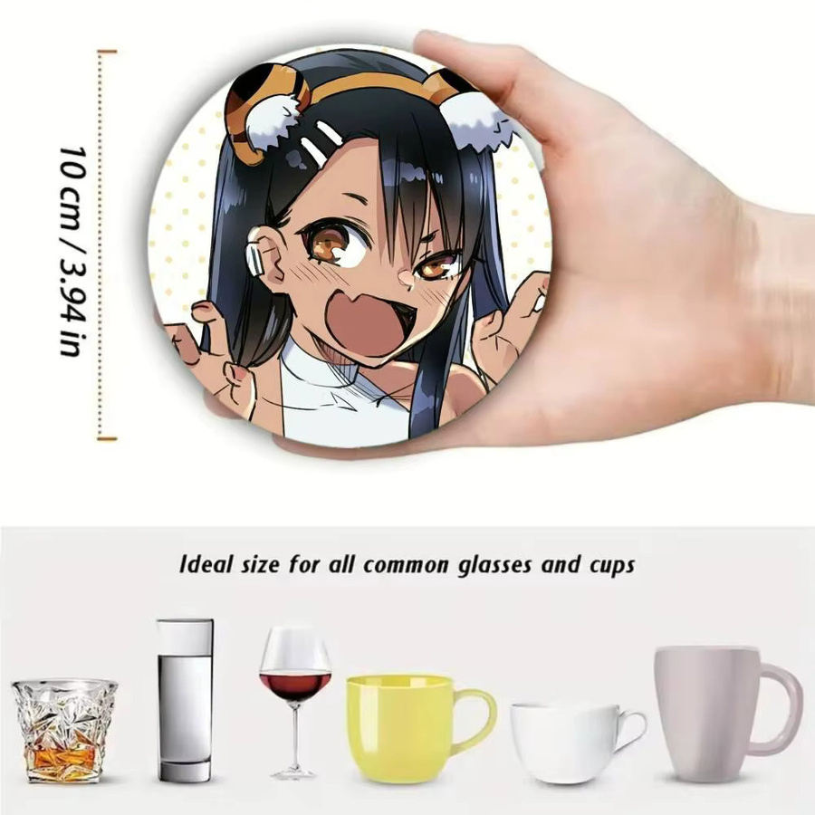 Nagatoro Hayase Anime-Charakter Untersetzer aus Holz, rund, Durchmesser: 10 cm, braun/mehrfarbig - Bild 5