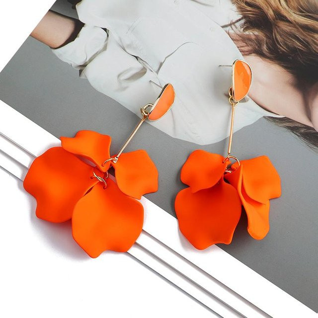 NATAWA Tropfenohrringe, Acryl-Rosenblüten, Messing, orange, Damen - Bild 1