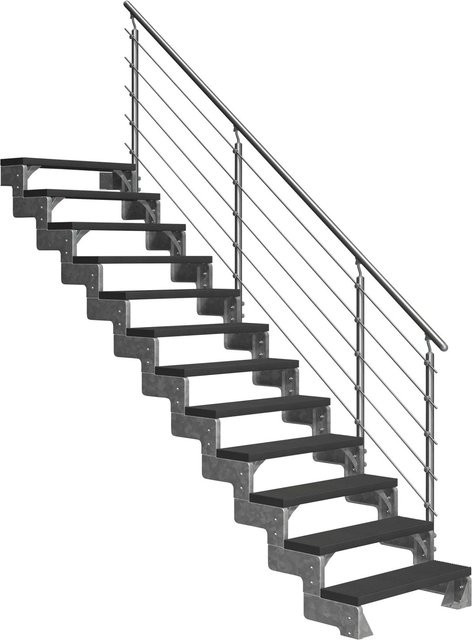 Dolle Außentreppe Gardentop 13 mit Trimax-Stufen und Prova-Geländer in Anthrazit, Breite: 80 cm - Bild 1