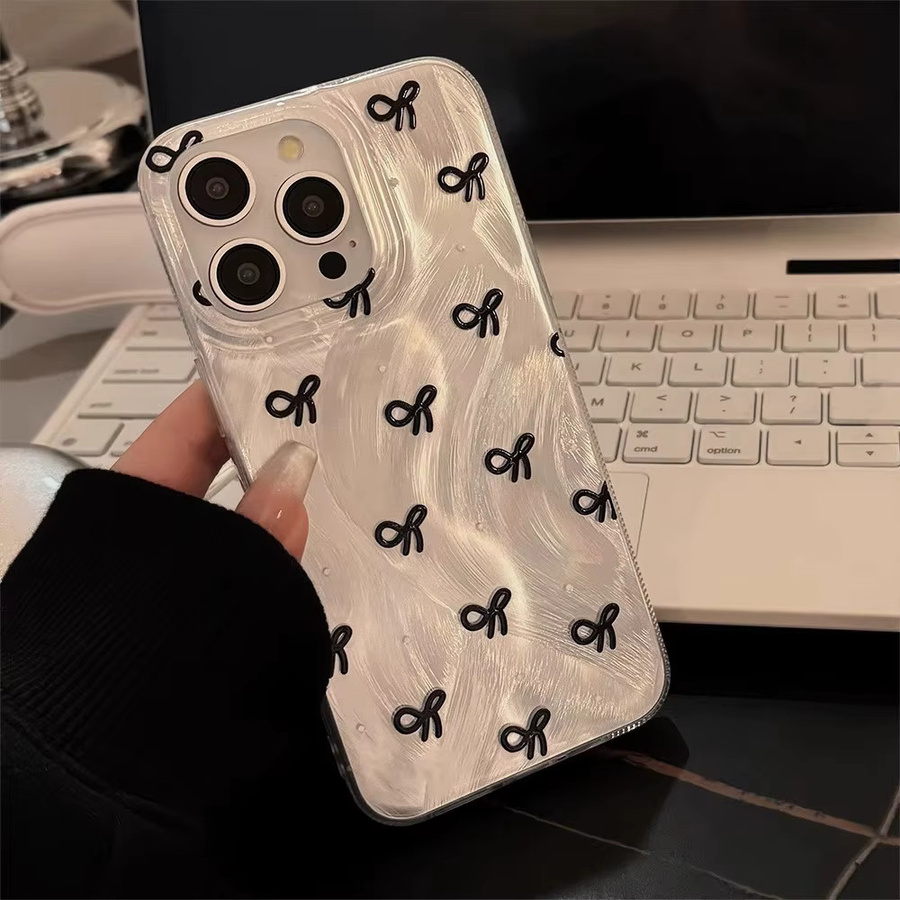 FunYudas Luxus iPhone Hülle mit Laser-Silber-Schleifenknoten und stoßfestem Bumper - Bild 2