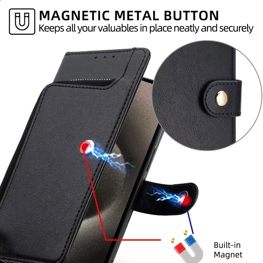 Leder-Handyhülle mit Reißverschluss und Lanyard als Brieftasche und Flip Cover für iPhone Modelle in Schwarz oder Braun - Bild 4