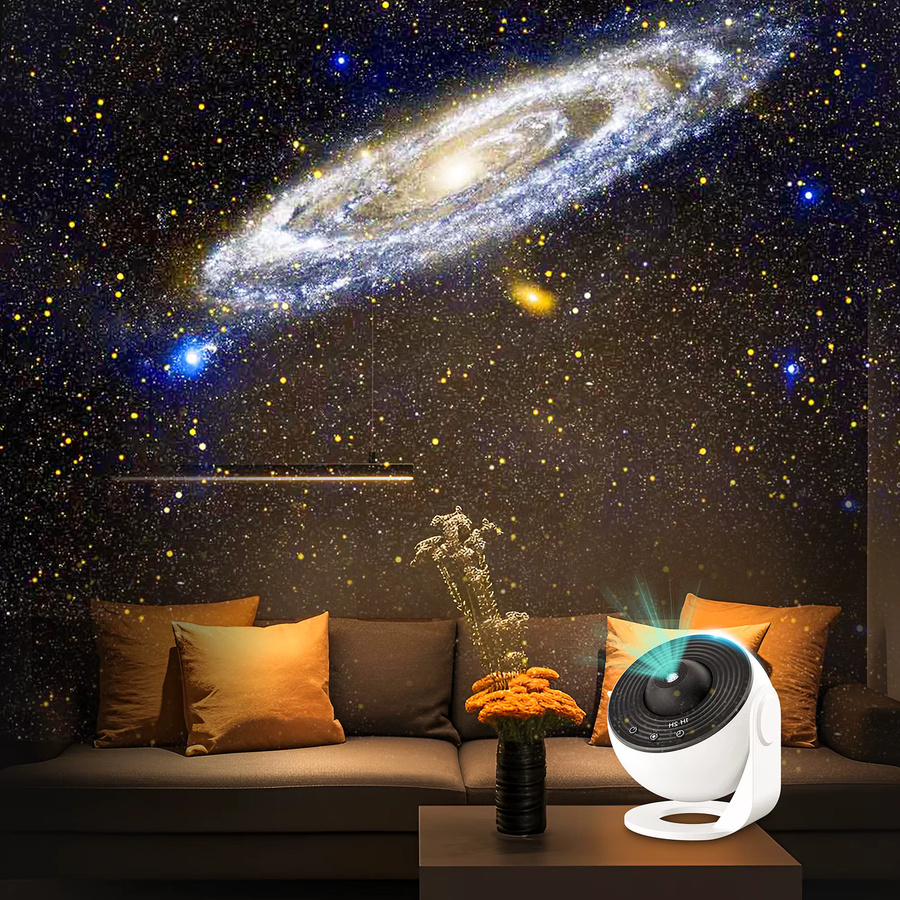 HD-Galaxie-Projektor für das Schlafzimmer mit 13 Filmscheiben, Planetariumsprojektor in Weiß mit 360 Grad Drehung und Timer-Funktion - Bild 2