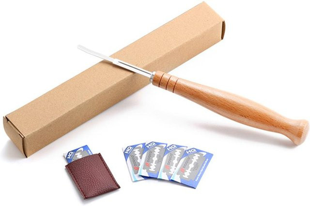 CosyHome Brotschneider und Teigschneidklinge mit Rasierklingen und Schutzhülle, Beige - Bild 1