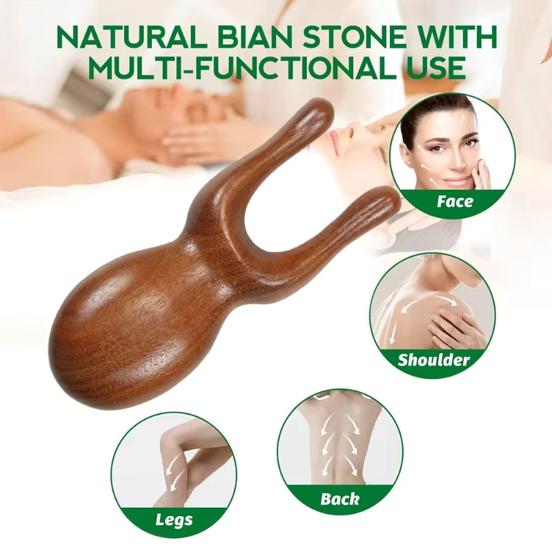 LZJV Gua Sha Gesichtsmassagegerät aus Sandelholz, Unisex - Bild 3
