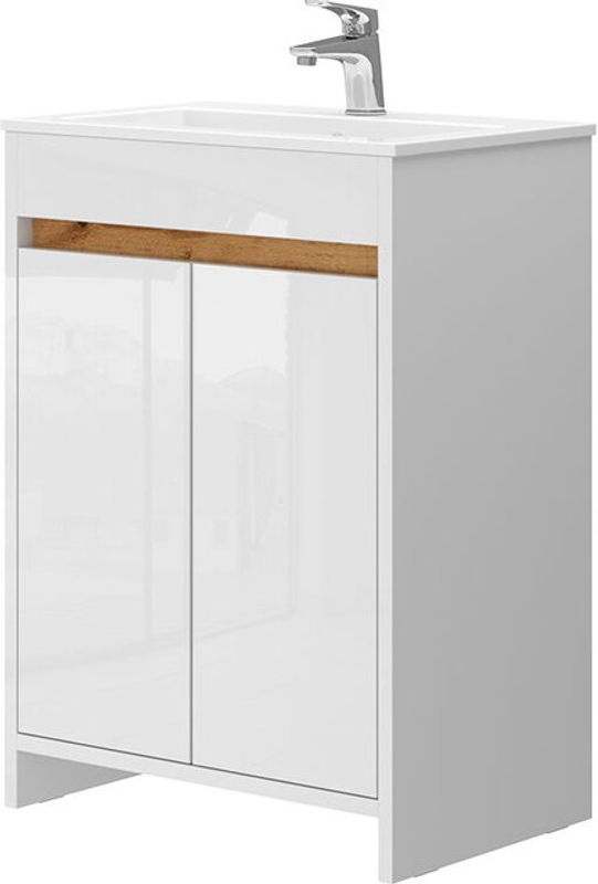Vicco Badmöbel-Set Lemgo Waschbecken mit Unterschrank in Weiß Hochglanz, Breite: 60 cm - Bild 2