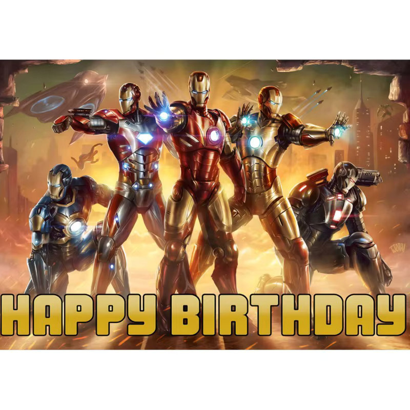 Beast Kingdom Marvel Iron Man Avengers Superhelden Party-Hintergrund für Kindergeburtstage und Babypartys, mehrfarbig, Textil - Bild 3