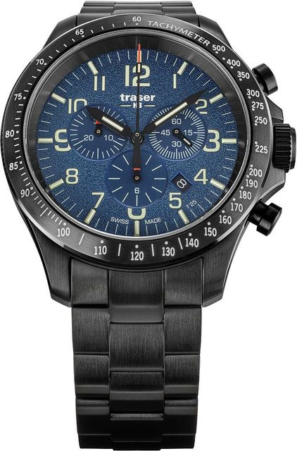 Traser Chronograph, Quarz, Edelstahl, Blau, 46 mm, Herren - Bild 1