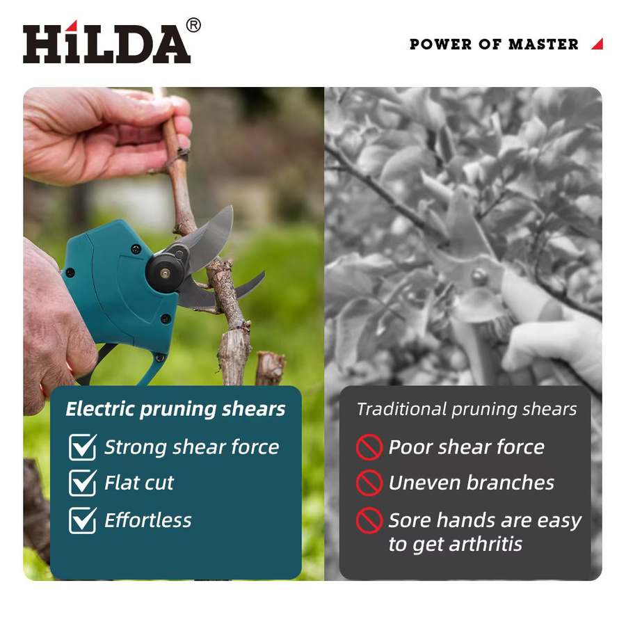 HILDA Bürstenlose elektrische Gartenschere in Turquoise mit Akku für Obstbäume und Äste - Bild 3