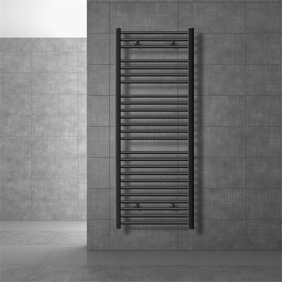LuxeBath Badheizkörper Sahara Anthrazit gebogen mit Seitenanschluss, B: 60 cm, H: 150 cm - Bild 1
