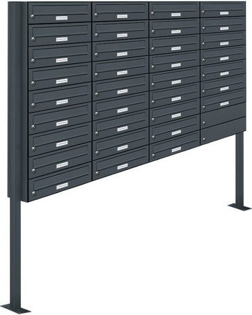 AL Briefkasten-System für 34 Parteien, freistehend, grau, B/H/T: 153,467 x 170,0 x 27,5 cm - Bild 1