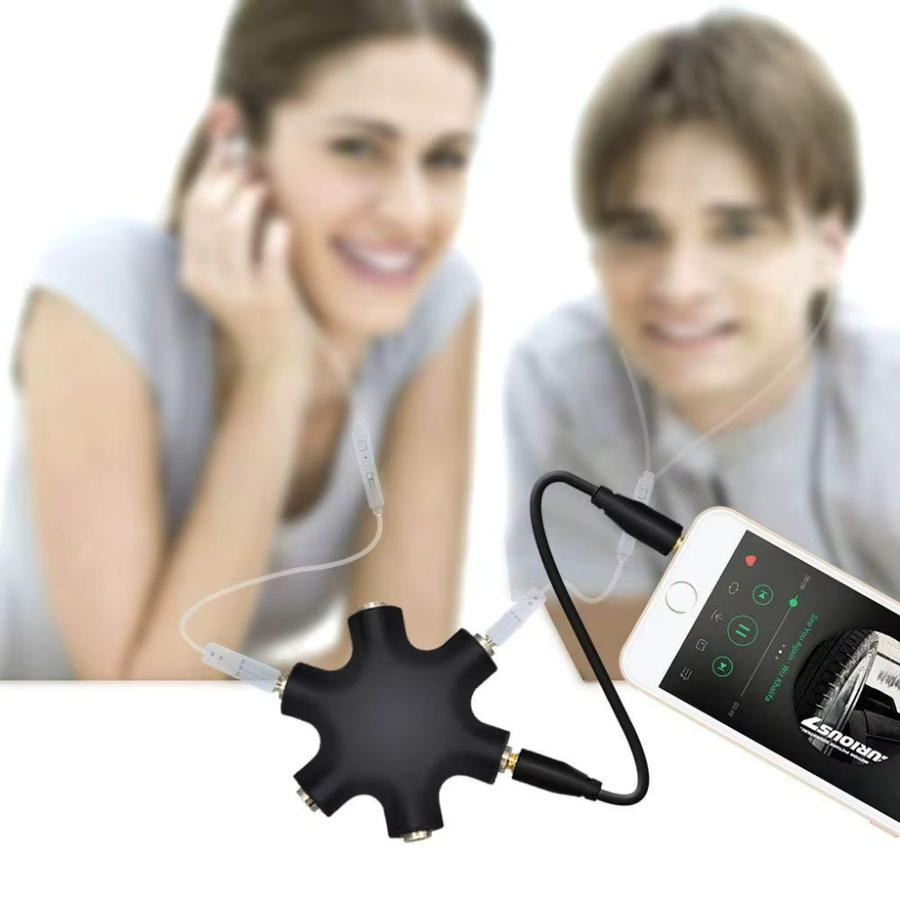 BSN 3,5 mm Kopfhörer-Audio-Splitter 5-Wege-Anschluss Aux-Stereo-Verlängerungskabel in Schwarz - Bild 3