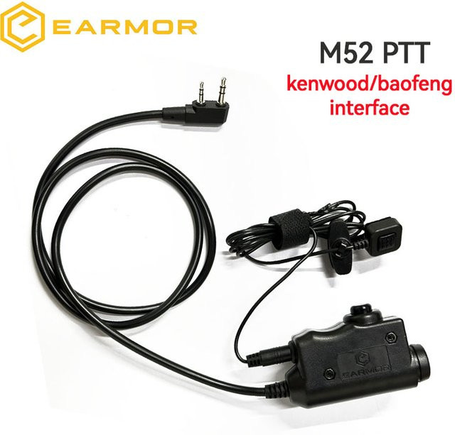 Earmor Taktisches PTT Interface für Kenwood und Baofeng Funkgeräte, Aktiver Gehörschutz M32/M32H in Schwarz - Bild 1