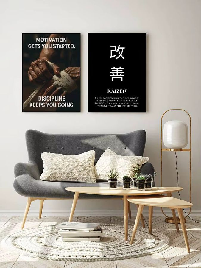 Minimalistische selbstklebende Wandaufkleber mit motivierenden Zitaten in Schwarz, wasserfeste Papieraufkleber für Kaffeehaus und Zimmer - Bild 7