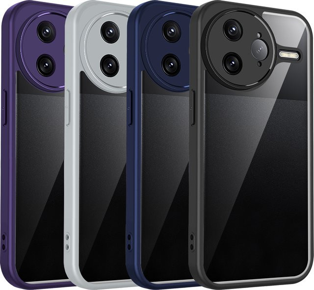 Xiaomi Poco F7 Ultra und Poco F7 Pro Handyhülle aus Silikon mit transparenter matter Rückseite und Luftpolster-Stoßfänger-Schutz - Bild 1