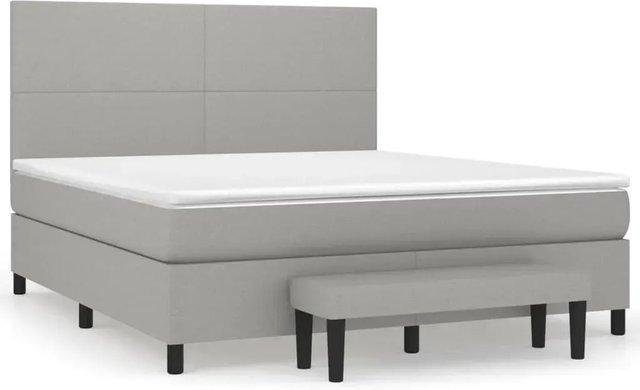 vidaXL Boxspringbett mit Matratze Hybrid-Design in Hellgrau, B/T/H: 160 x 200 x 128 cm - Bild 1