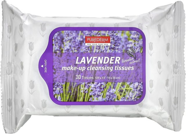 Purederm Make-up-Entferner-Tücher, Lavendel, Vitamin E, 30 Stück - Bild 1