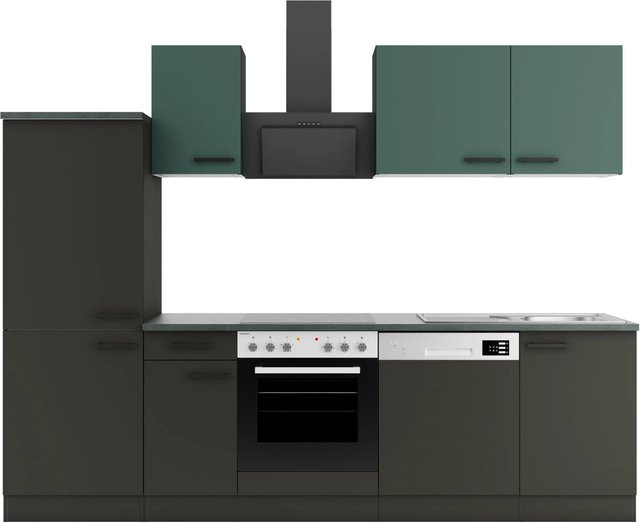 OPTIFIT Küchenzeile Verona405/Madrid420 in Steingrün und Anthrazit, Breite: 270 cm - Bild 1