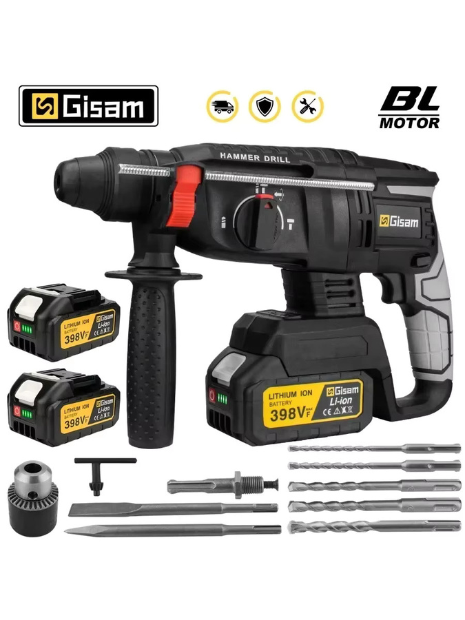 G nto kabelloser bürstenloser elektrischer Bohrhammer für Makita 18 V Akkus, multifunktionales Akku-Schraubwerkzeug, Schwarz - Bild 7