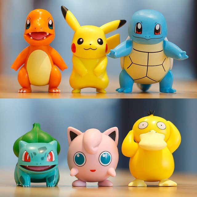 Bandai Pokémon Anime Figuren, 6-teiliges Set, Pikachu Charmander Psyduck Squirtle Jigglypuff Bulbasaur - Bild 1