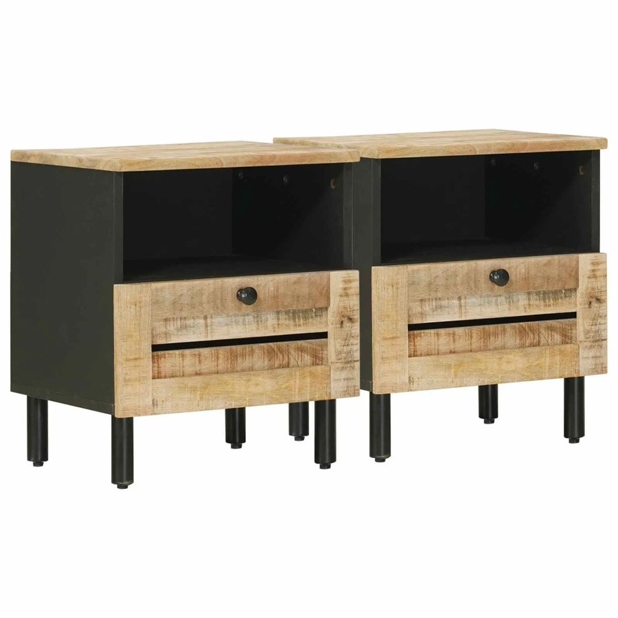 vidaXL Nachttisch Set aus Massivholz Mango in Braun, 2 Stück, B/T/H: 40 x 33 x 46 cm - Bild 2