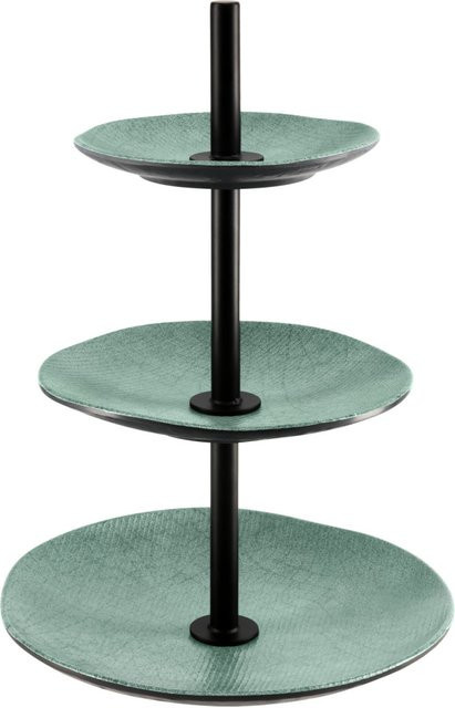 VEGA Etagere Tuska dreistöckig rund, grün/grau/schwarz, Durchmesser: 26 cm, Höhe: 41,1 cm - Bild 1