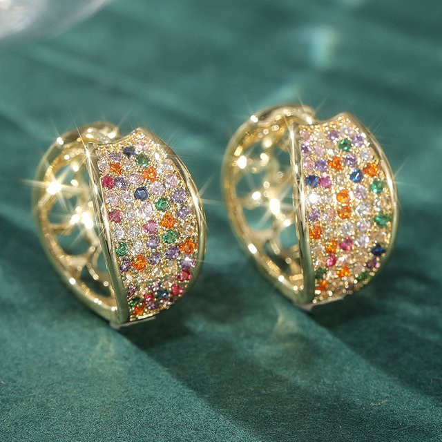 Creolen Gold, Zirkonia, Damen - Bild 1