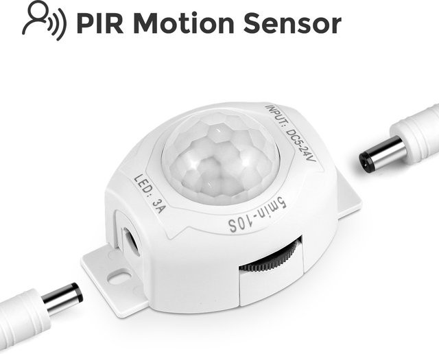 Lcamaw Einfarbiger LED-Controller mit PIR-Bewegungsmelder für DC12V LED-Streifen (COB, 2835, 5050) in Weiß - Bild 1