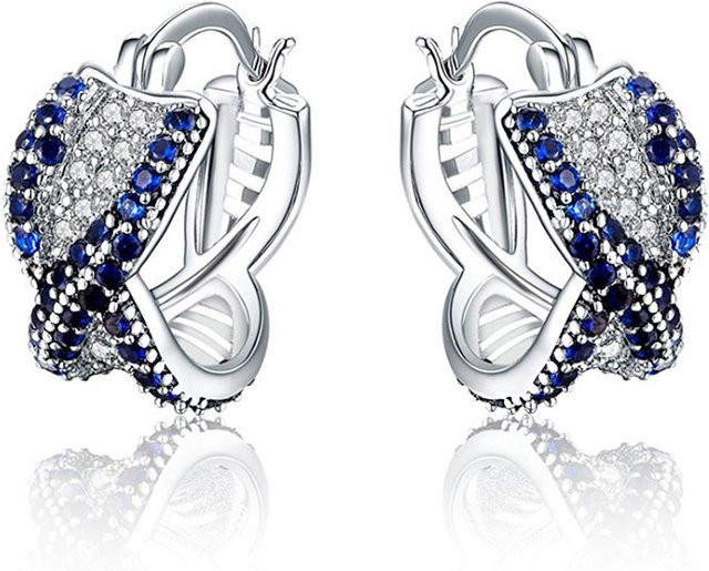 YIRAN Jewelry Creolen, geometrisch, kreuzförmig, Zirkonia, Damen, grau - Bild 1