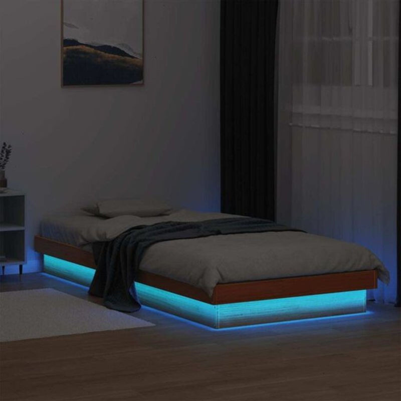 Massivholzbett Vidaxl aus Kiefer in Braun mit LED, B/T: 75 x 190 cm - Bild 1