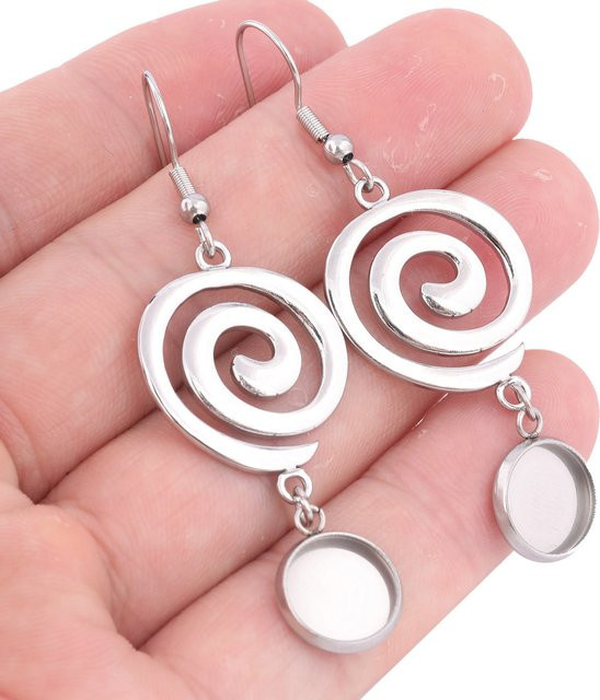 Ohrring Basisrohlinge Edelstahl, Silber, 10 mm, Modern - Bild 1