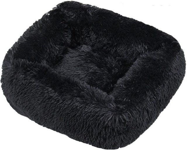 Lucky & Taily Plüsch Haustierbett für Katzen und Hunde, weich und warm mit Kissen und rutschfestem Boden, Schwarz, B/T: 66 x 55 cm - Bild 1