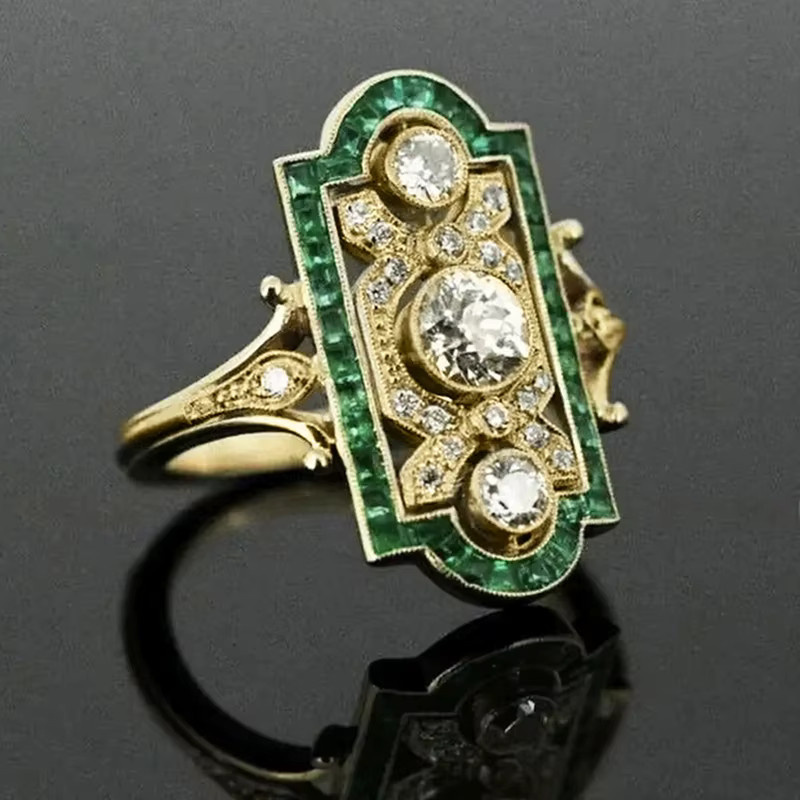 Huitan Ring Vintage, Zirkonia, Damen, Gold - Bild 2