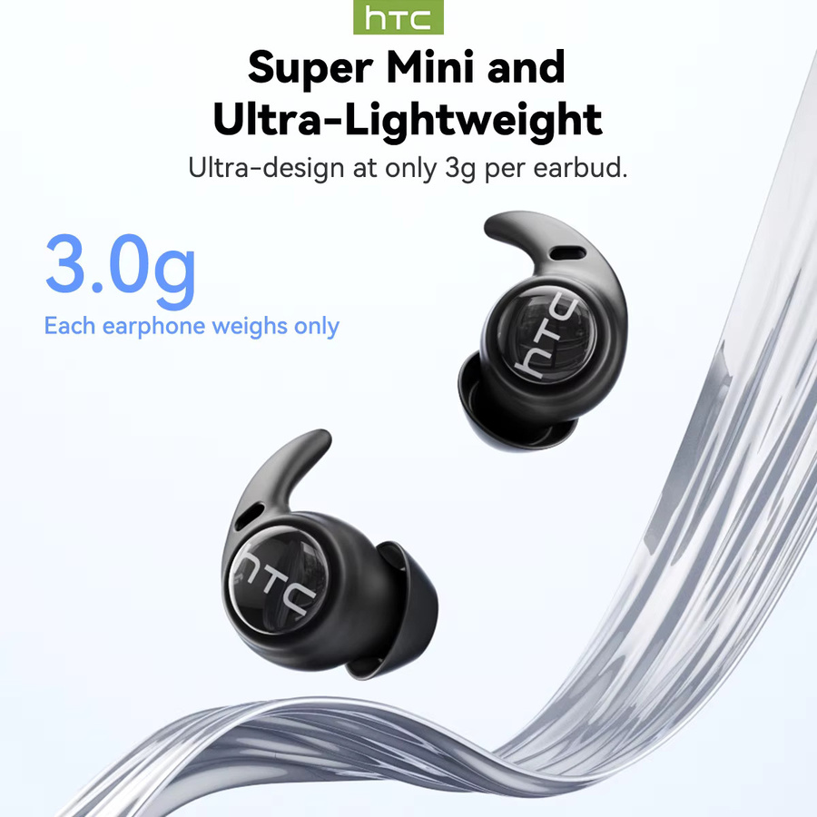 HTC NE76 Bluetooth In-Ear Schlaf-Ohrhörer mit KI-Übersetzer, kabellos und ultraleicht, Schwarz - Bild 2