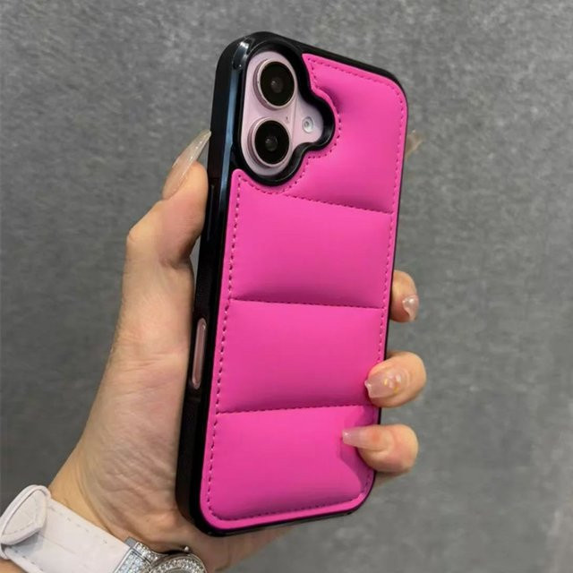 Stoßfeste Puffer-Schutzhülle im Daunenjacke-Design für Apple iPhone 11 bis 16 Pro Max, Multicolor und Silber - Bild 1