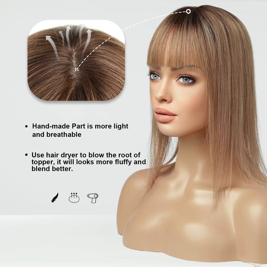 HAIRCUBE Haarteiler Ombre-Topper, 14 Zoll, braun, 100 % Echthaar, Damen - Bild 2