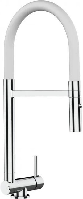 VIZIO Küchenarmatur für Vorfenster in Weiß mit verchromtem 360 Grad schwenkbarem Auslauf und abnehmbarer 2-Strahl Handbrause, Höhe: 45 cm - Bild 1
