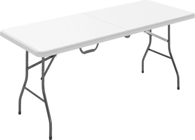 Outsunny Campingtisch aus Metall und weißem HDPE mit klappbarer Platte für Garten und Outdoor, B: 180 cm, T: 74 cm, H: 74 cm - Bild 1