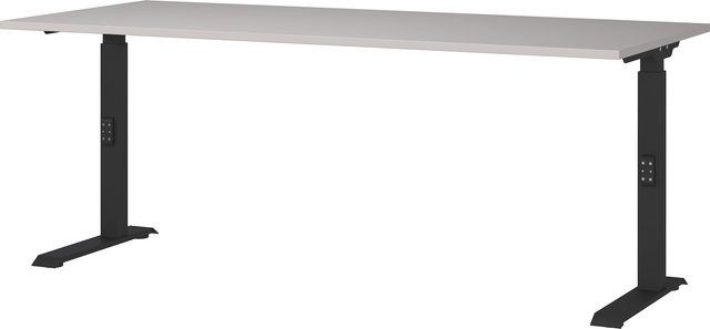 KADIMA DESIGN Schreibtisch Stuttgart höheneinstellbar mechanisch mit Kurbel, Kaschmir/Schwarz, B/T/H: 180 x 80 x 68-91 cm - Bild 1