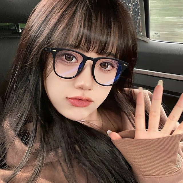 Koreanische Computerbrille, Unisex, Vollrand, Kunststoff, Schwarz - Bild 1