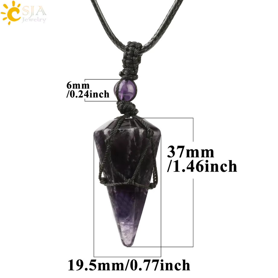 CSJA Halskette, Kristall Quarz, Schwarz, Unisex - Bild 4