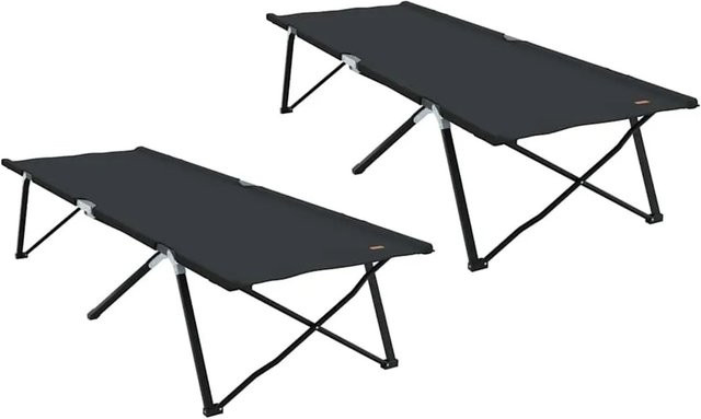 2er Set vidaXL Klappbare Schlafbetten für Camping in Schwarz aus Stahl und Oxford-Stoff B/T/H: 76 x 206 x 74 cm - Bild 1