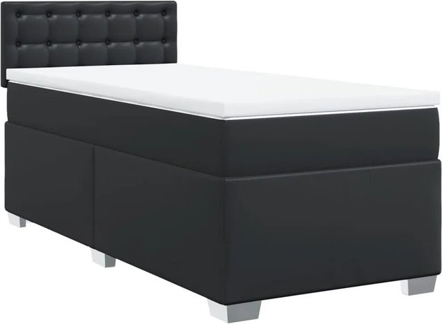 vidaXL Boxspringbett mit Matratze Schwarz Kunstleder B/T/H: 90 x 200 x 100,5 cm - Bild 1