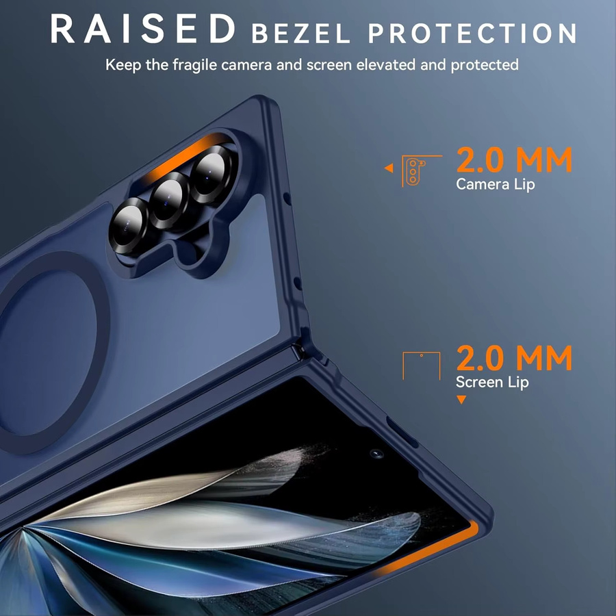 UYUXIO Magnetische Handyhülle für Samsung Galaxy Z Fold 7 mit durchscheinender Rückseite in Schwarz und Transparent - Bild 3