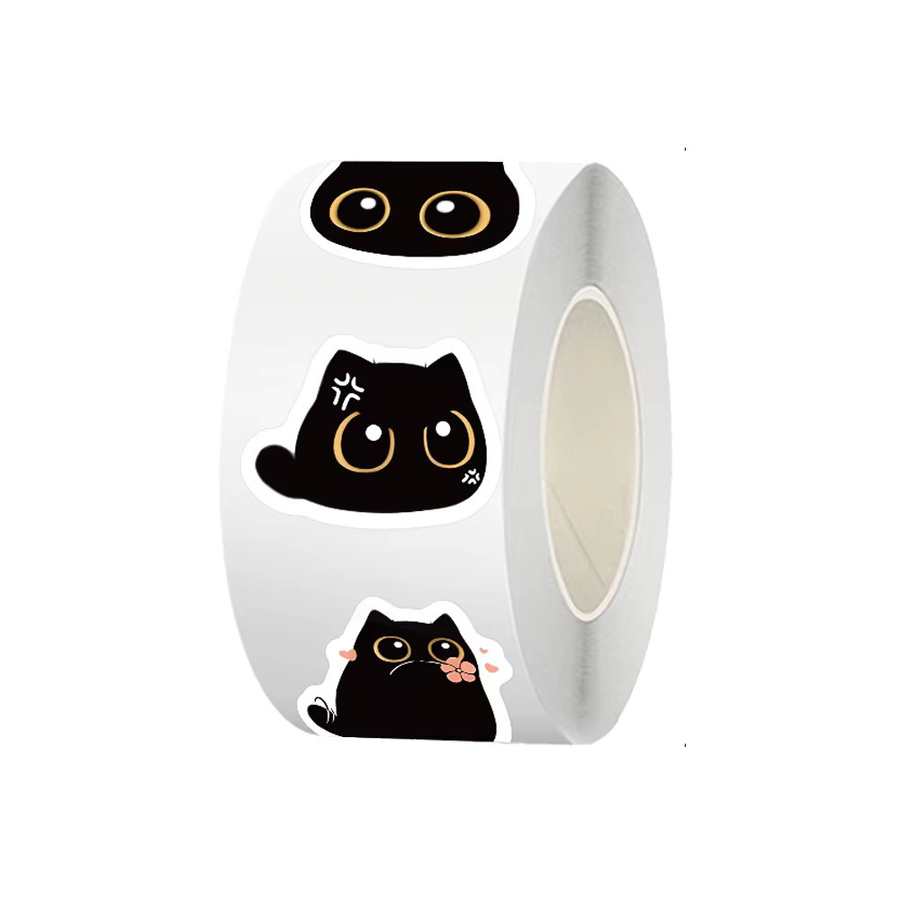 Rspctou Schwarze Katzen-Aufkleber-Rolle, 500 Stück - Bild 4