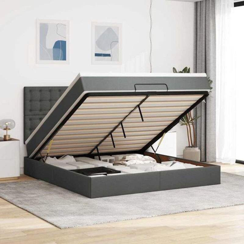Vidaxl Polsterbett Ottoman mit Matratze und LED-Beleuchtung in Anthrazit, B/T: 160 x 200 cm - Bild 1