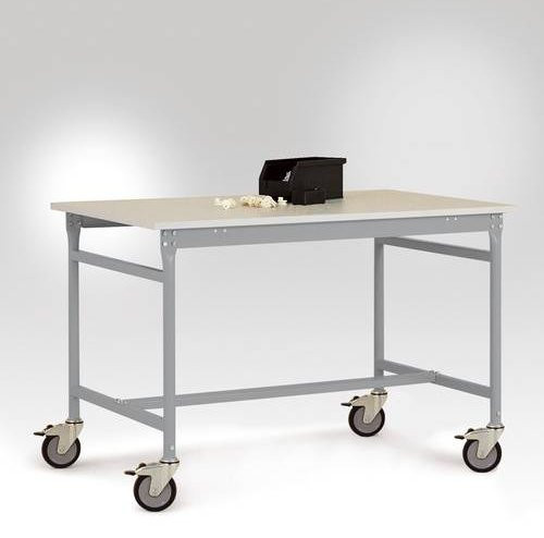 Manuflex BASIS ESD-Beistelltisch mobil mit Melamin-Tischplatte in Alusilber, B/T/H: 150 x 80 x 80 cm - Bild 1