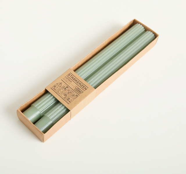Stabkerze mit Rille von BLUME2000 in Mint Green, 2er-Set - Bild 1