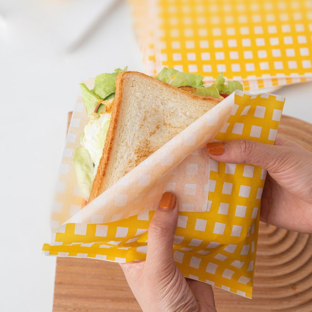 100 Stück Grhuct Kraftpapier-Sandwichverpackungen gelb, fettdichte Einweg-Papiertüten für Hamburger und Grillpfannkuchen - Bild 1