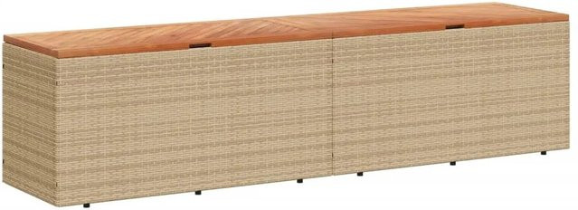 vidaXL Gartentruhe aus Polyrattan und Akazienholz in Beige und Braun, B/T/H: 220 x 50 x 54 cm - Bild 1